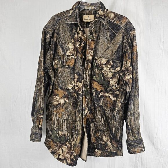 Browning Men's Size Large RBO Trekwear Hunter Camo Thick Flannel Shacket - Picture 1 of 5